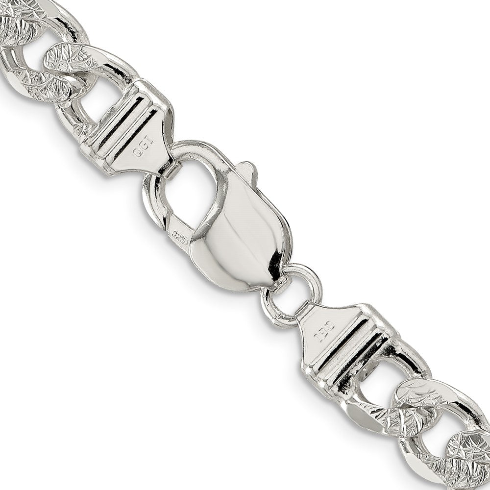 FJC Finejewelers 925 Sterling Silver Pavé Flat Figaro Bracelet Chain 8 Inches x 9.5 mm