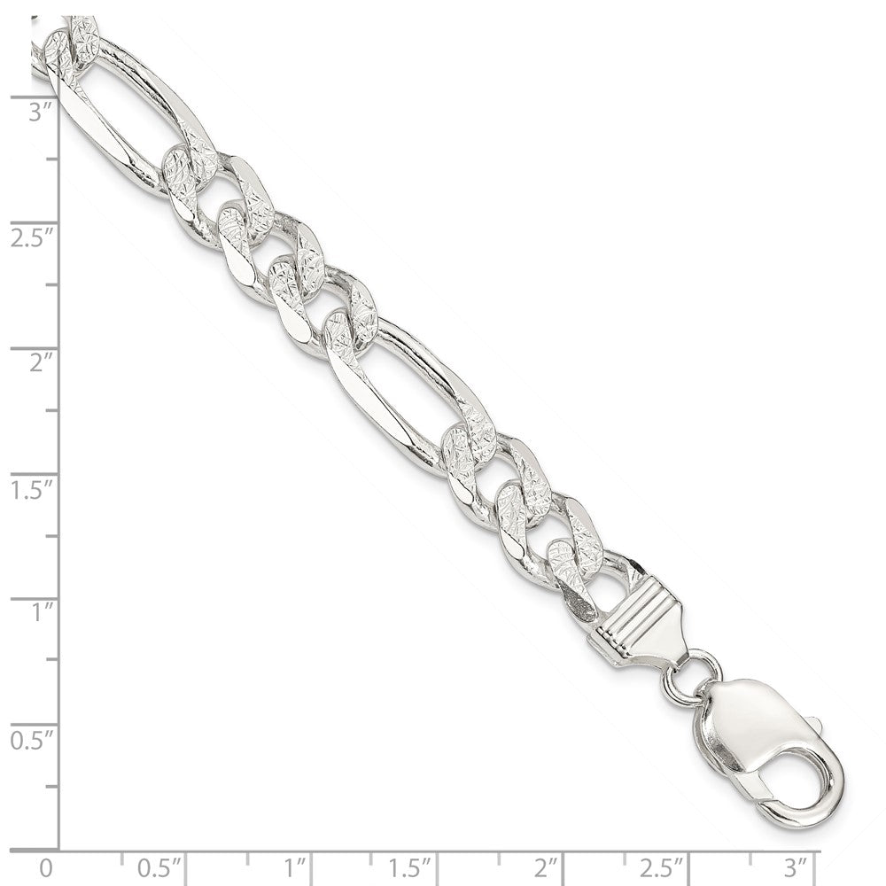 FJC Finejewelers 925 Sterling Silver Pavé Flat Figaro Bracelet Chain 8 Inches x 9.5 mm