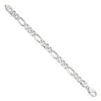 FJC Finejewelers 925 Sterling Silver Pavé Flat Figaro Bracelet Chain 8 Inches x 9.5 mm