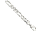 FJC Finejewelers 925 Sterling Silver Pavé Flat Figaro Bracelet Chain 8 Inches x 9.5 mm