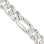 FJC Finejewelers 925 Sterling Silver Pavé Flat Figaro Chain 24 Inches x 10.5 mm