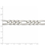 FJC Finejewelers 925 Sterling Silver Pavé Flat Figaro Chain 24 Inches x 10.5 mm