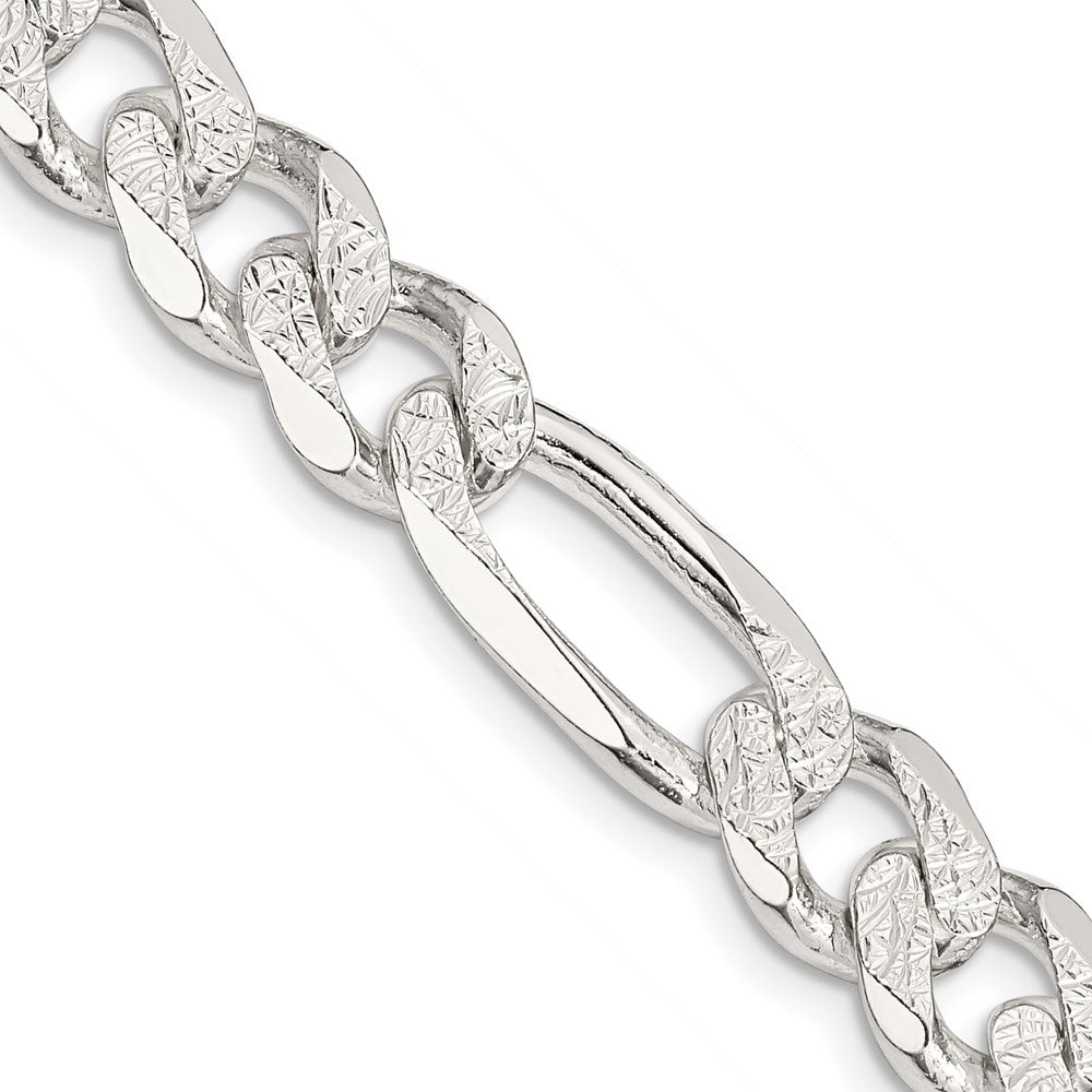 FJC Finejewelers 925 Sterling Silver Pavé Flat Figaro Chain 24 Inches x 10.5 mm