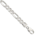 FJC Finejewelers 925 Sterling Silver Pavé Flat Figaro Bracelet Chain 8 Inches x 10.5 mm