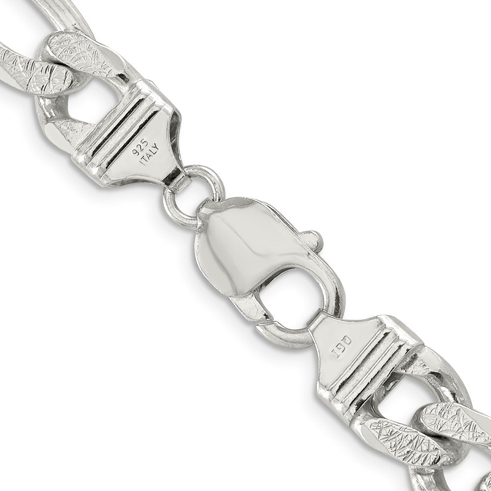 FJC Finejewelers 925 Sterling Silver Pavé Flat Figaro Bracelet Chain 8 Inches x 10.5 mm