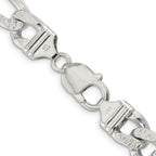 FJC Finejewelers 925 Sterling Silver Pavé Flat Figaro Bracelet Chain 8 Inches x 10.5 mm