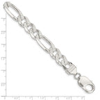 FJC Finejewelers 925 Sterling Silver Pavé Flat Figaro Bracelet Chain 8 Inches x 10.5 mm