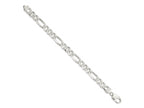 FJC Finejewelers 925 Sterling Silver Pavé Flat Figaro Bracelet Chain 8 Inches x 10.5 mm