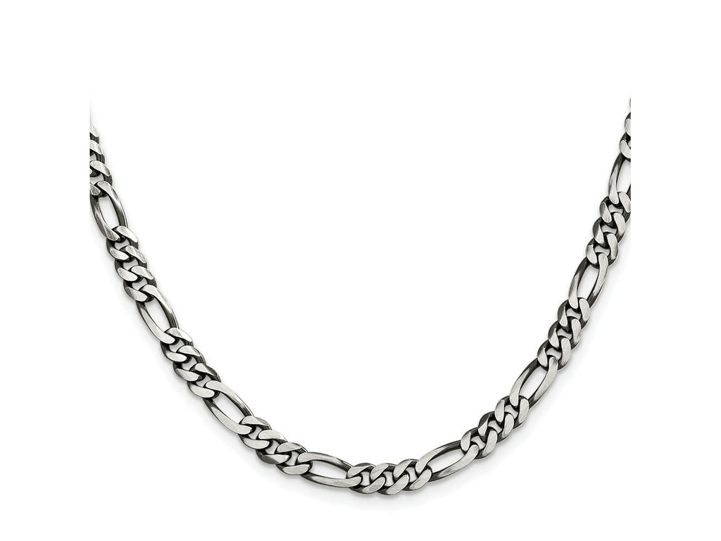FJC Finejewelers 925 Sterling Silver Antiqued Figaro Chain 24 Inches x 5.5 mm