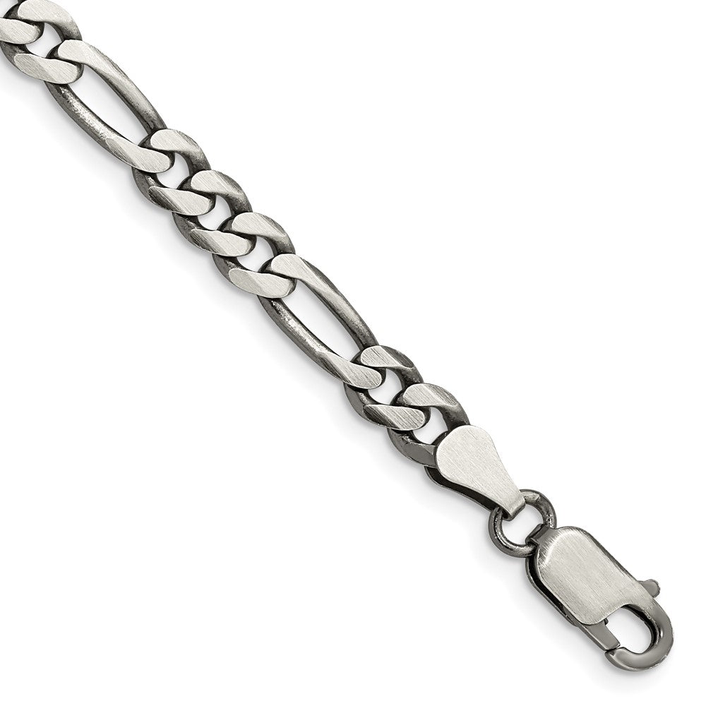 FJC Finejewelers 925 Sterling Silver Antiqued Figaro Bracelet Chain 8 Inches x 5.5 mm