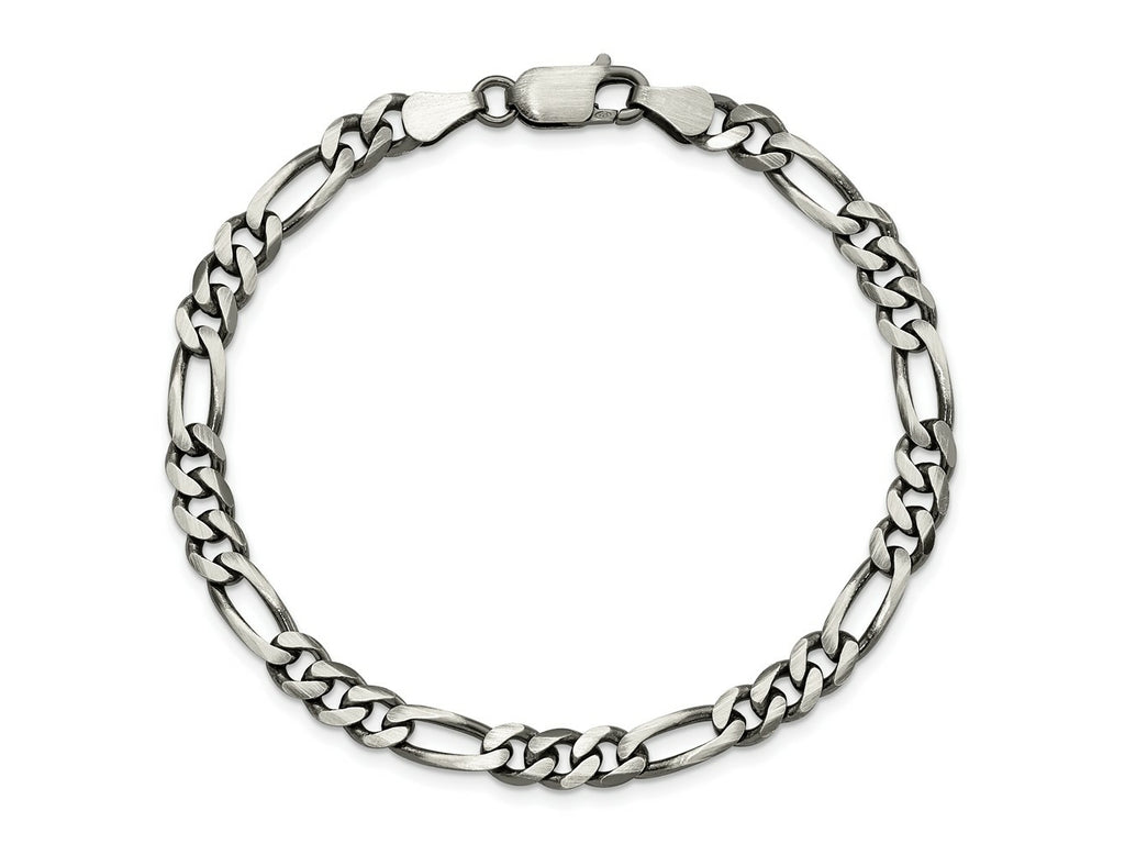 FJC Finejewelers 925 Sterling Silver Antiqued Figaro Bracelet Chain 8 Inches x 5.5 mm