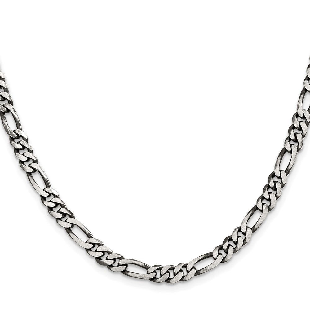 FJC Finejewelers 925 Sterling Silver Antiqued Figaro Bracelet Chain 9 Inches x 5.5 mm