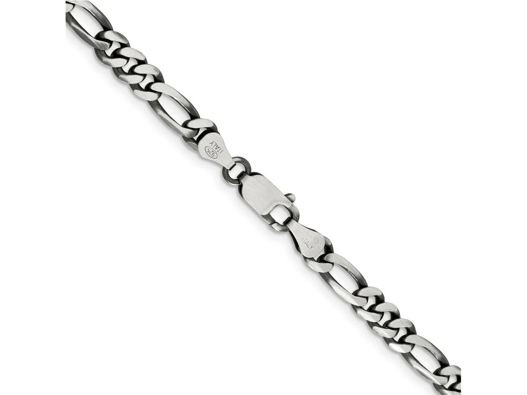 FJC Finejewelers 925 Sterling Silver Antiqued Figaro Bracelet Chain 9 Inches x 5.5 mm