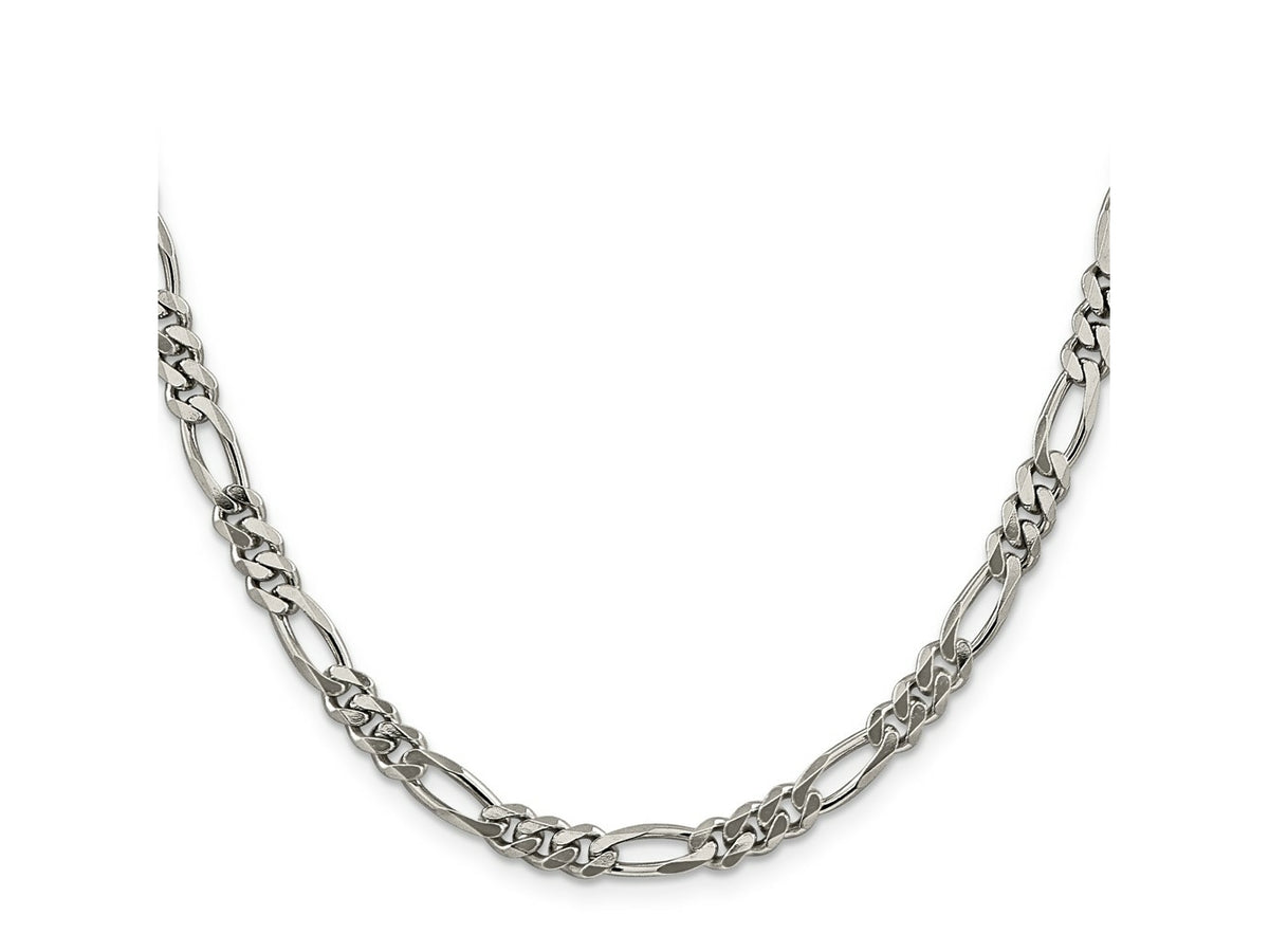FJC Finejewelers 925 Sterling Silver Rhodium Plated 24 inch x  5.25mm Figaro Chain