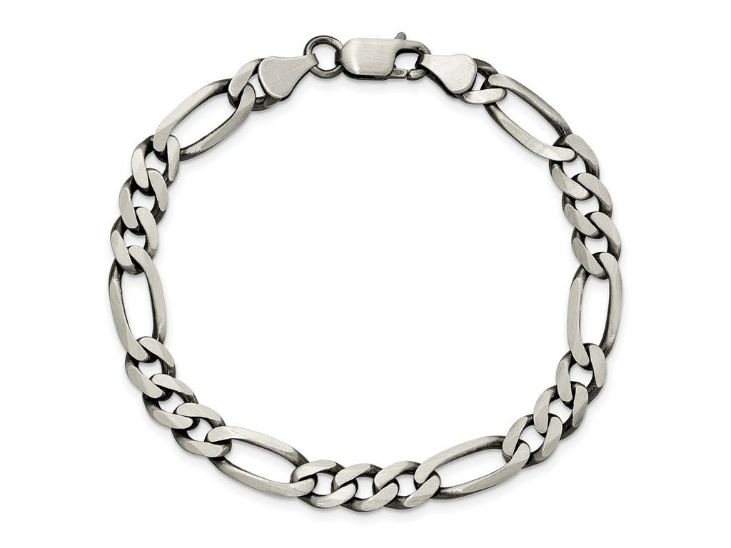 FJC Finejewelers 925 Sterling Silver Antiqued Figaro Chain Bracelet 8 Inches x 6.5 mm