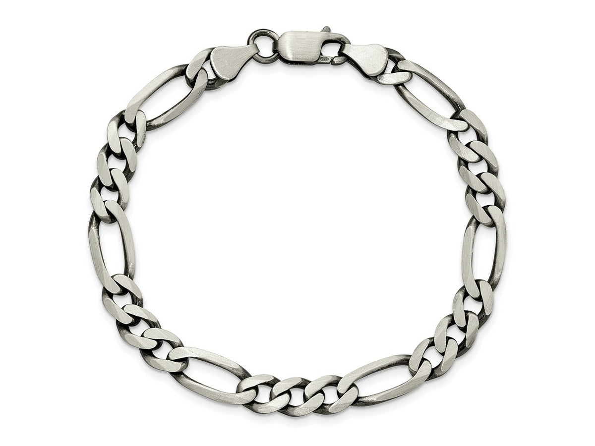 FJC Finejewelers 925 Sterling Silver Antiqued Figaro Chain Bracelet 8 Inches x 6.5 mm