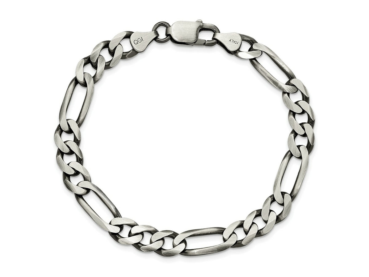 FJC Finejewelers 925 Sterling Silver Antiqued Figaro Bracelet Chain 8 Inches x 7.5 mm