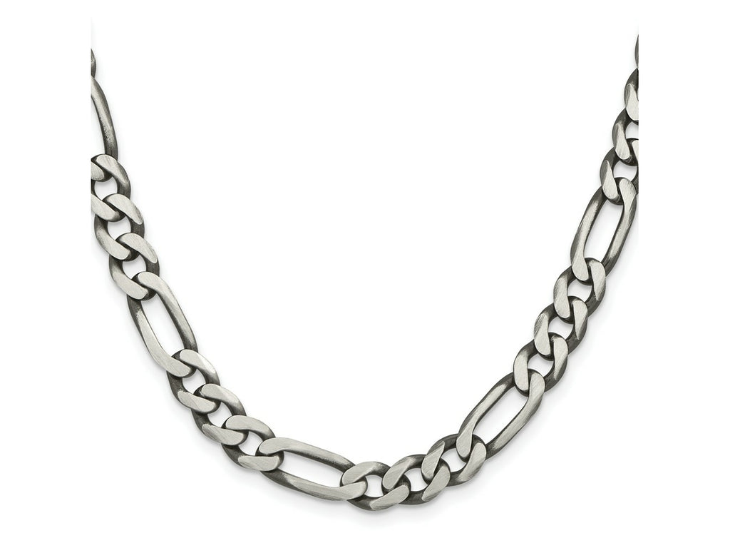 FJC Finejewelers 925 Sterling Silver Antiqued Figaro Chain 24 Inches x 7.75 mm