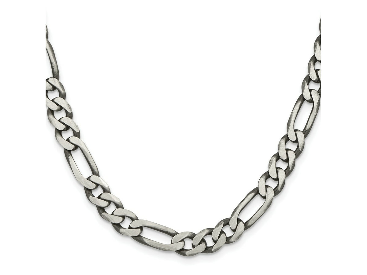 FJC Finejewelers 925 Sterling Silver Antiqued Figaro Chain 28 Inches x 7.75 mm
