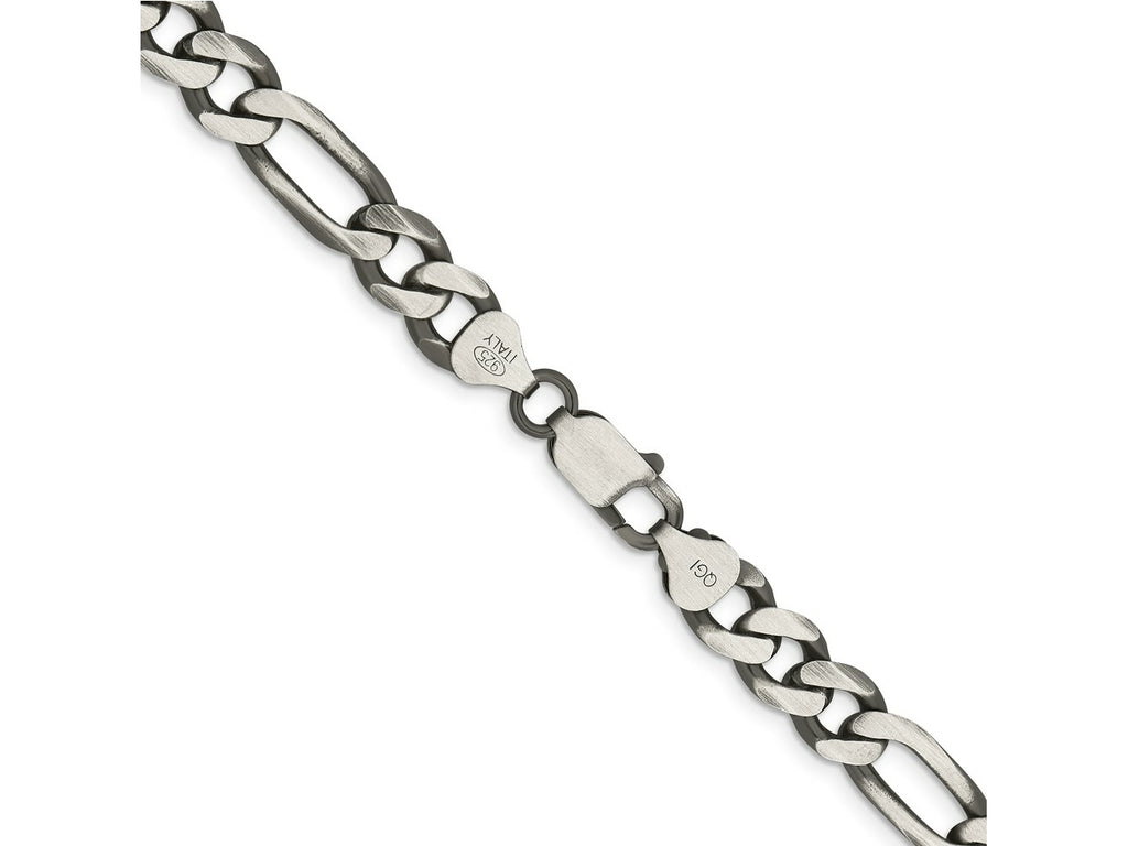 FJC Finejewelers 925 Sterling Silver Antiqued Figaro Bracelet Chain 9 Inches x 7.75 mm