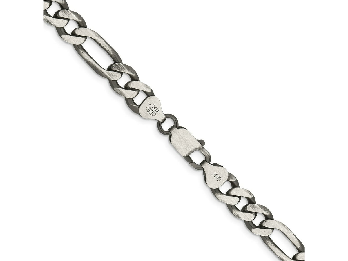 FJC Finejewelers 925 Sterling Silver Antiqued Figaro Bracelet Chain 9 Inches x 7.75 mm