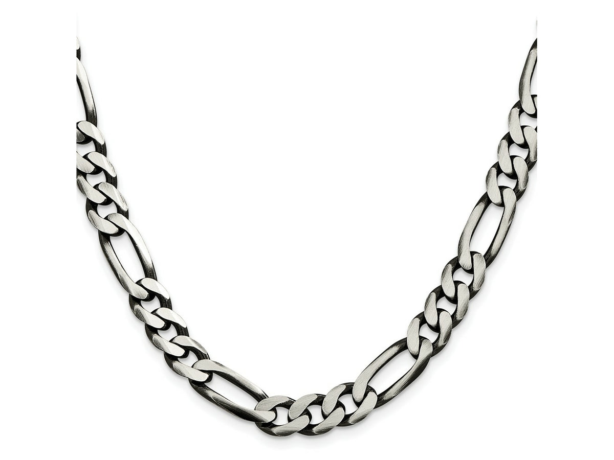 FJC Finejewelers 925 Sterling Silver Antiqued Figaro Chain 20 Inches x 9 mm