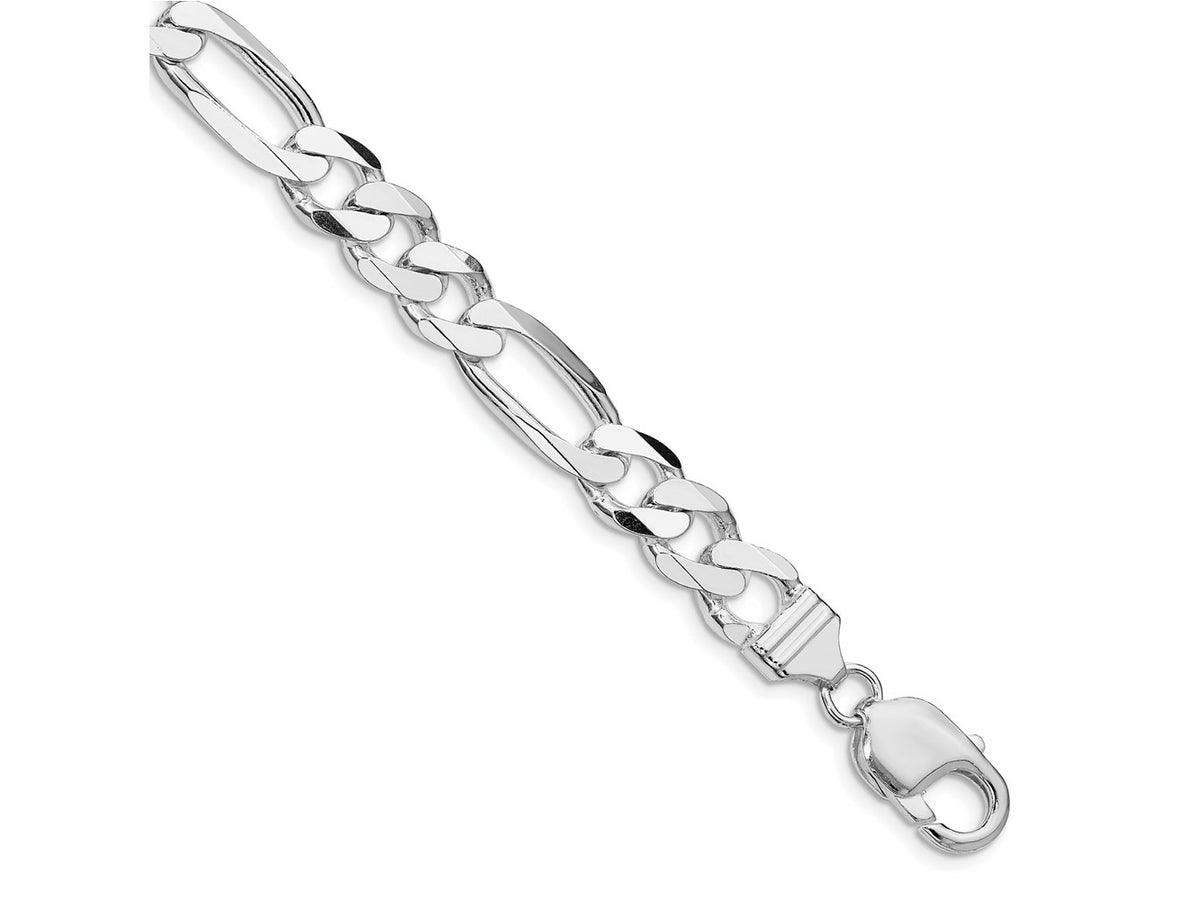 FJC Finejewelers 925 Sterling Silver Rhodium Plated Figaro Chain Bracelet 8 Inches x 9 mm