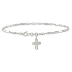 FJC Finejewelers 925 Sterling Silver 9 in Solid Polished Cross on Fancy Link Anklet 9 Inches x 9 mm