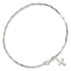 FJC Finejewelers 925 Sterling Silver 9 in Solid Polished Cross on Fancy Link Anklet 9 Inches x 9 mm