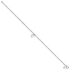 FJC Finejewelers 925 Sterling Silver Cherry Quartz Dangling Hearts on Figaro Link Anklet 9 Inches