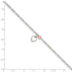 FJC Finejewelers 925 Sterling Silver Cherry Quartz Dangling Hearts on Figaro Link Anklet 9 Inches
