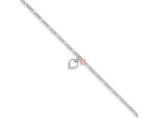 FJC Finejewelers 925 Sterling Silver Cherry Quartz Dangling Hearts on Figaro Link Anklet 9 Inches
