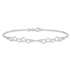 FJC Finejewelers 925 Sterling Silver Hand Made 9inch Polished Fancy Heart Link Anklet 9 Inches