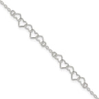 FJC Finejewelers 925 Sterling Silver Hand Made 9inch Polished Fancy Heart Link Anklet 9 Inches