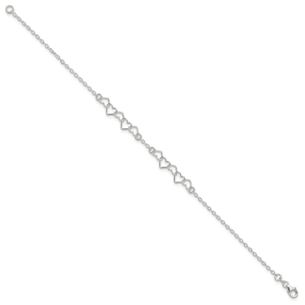FJC Finejewelers 925 Sterling Silver Hand Made 9inch Polished Fancy Heart Link Anklet 9 Inches