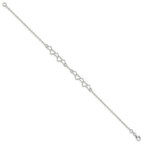FJC Finejewelers 925 Sterling Silver Hand Made 9inch Polished Fancy Heart Link Anklet 9 Inches