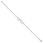 FJC Finejewelers 925 Sterling Silver Hand Made 9inch Solid Polished Fancy Heart Link Anklet 9 Inches