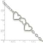FJC Finejewelers 925 Sterling Silver Hand Made 9inch Solid Polished Fancy Heart Link Anklet 9 Inches