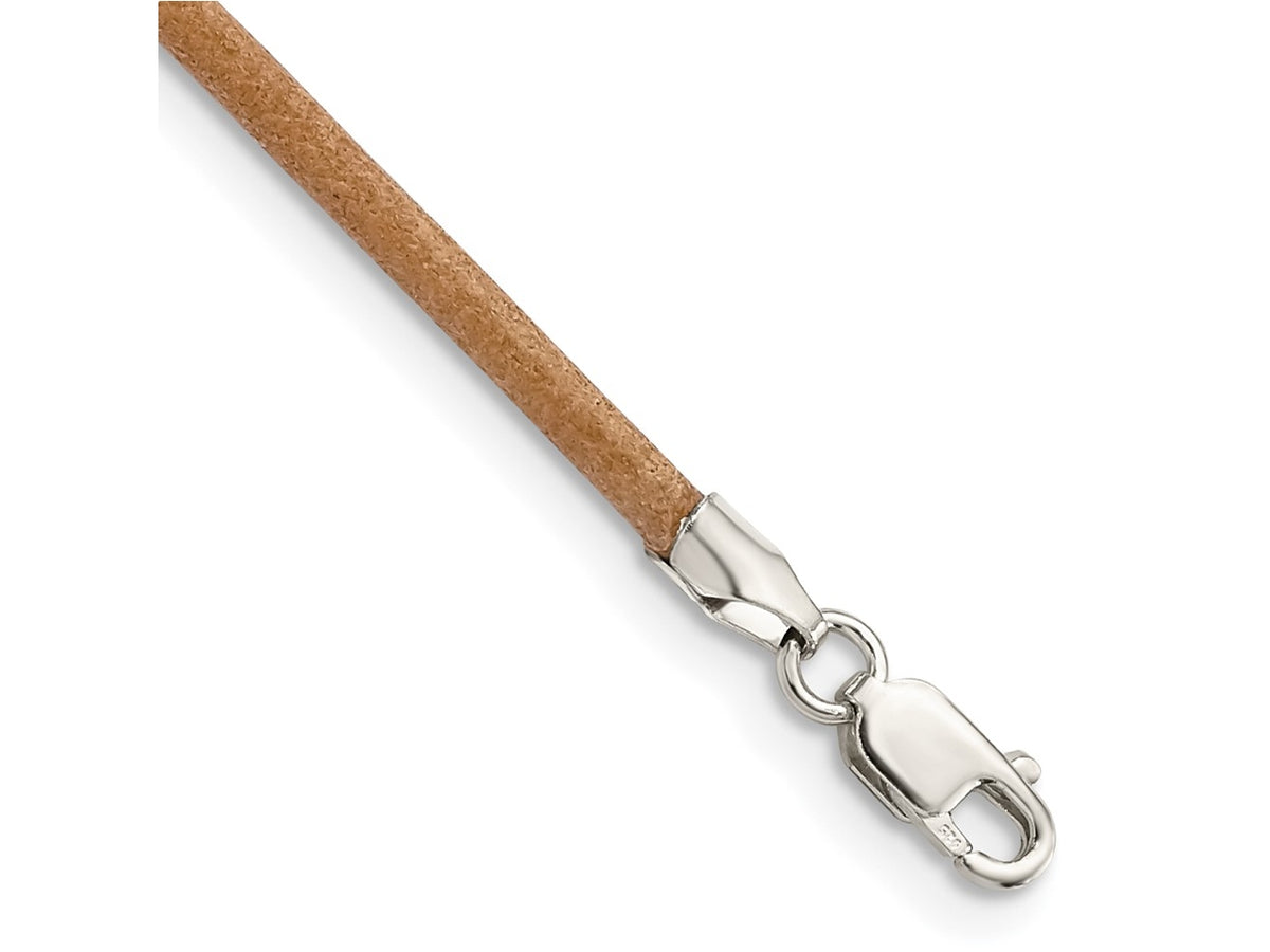FJC Finejewelers 925 Sterling Silver 20inch Natural Leather Cord Necklace 20 Inches x 2 mm