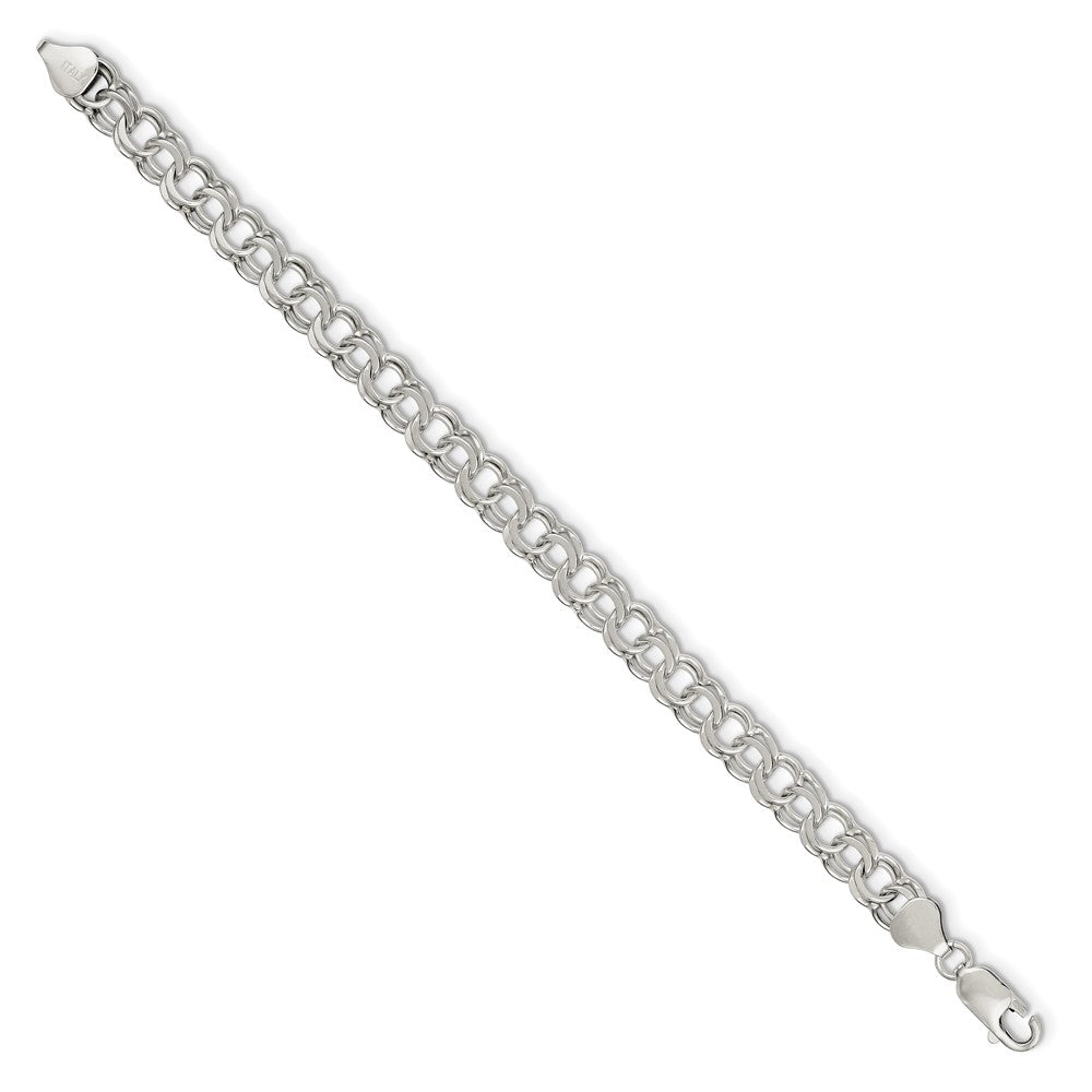 FJC Finejewelers 925 Sterling Silver 7.6mm Double Link Charm Bracelet 8 Inches