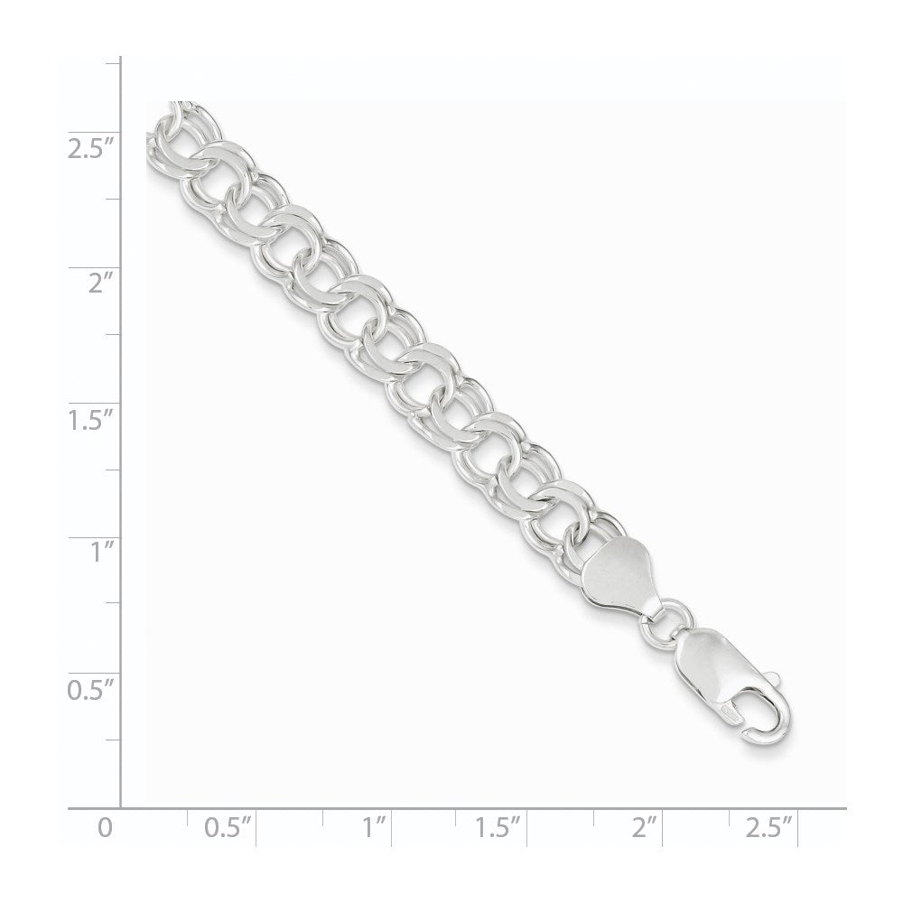 FJC Finejewelers 925 Sterling Silver 7.6mm Double Link Charm Bracelet 8 Inches