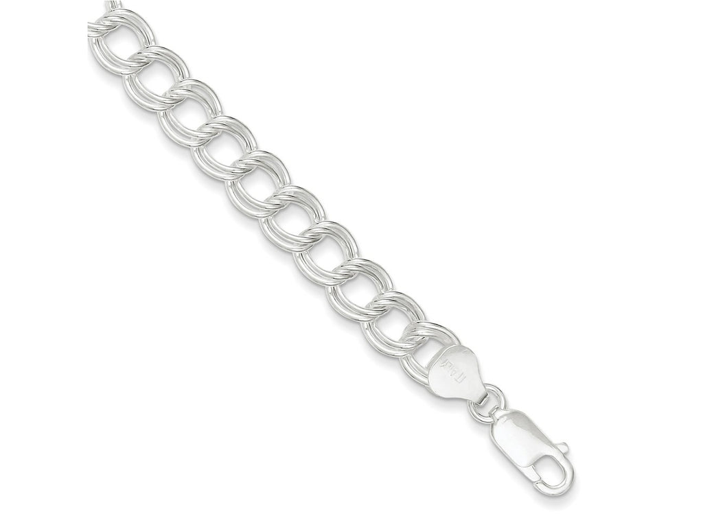 FJC Finejewelers 925 Sterling Silver Double Link Charm Bracelet 8.5 Inches x 7.5 mm