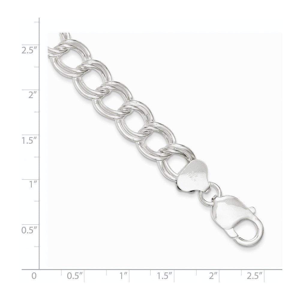 FJC Finejewelers 925 Sterling Silver Double Link Charm Bracelet 8.5 Inches x 10.5 mm