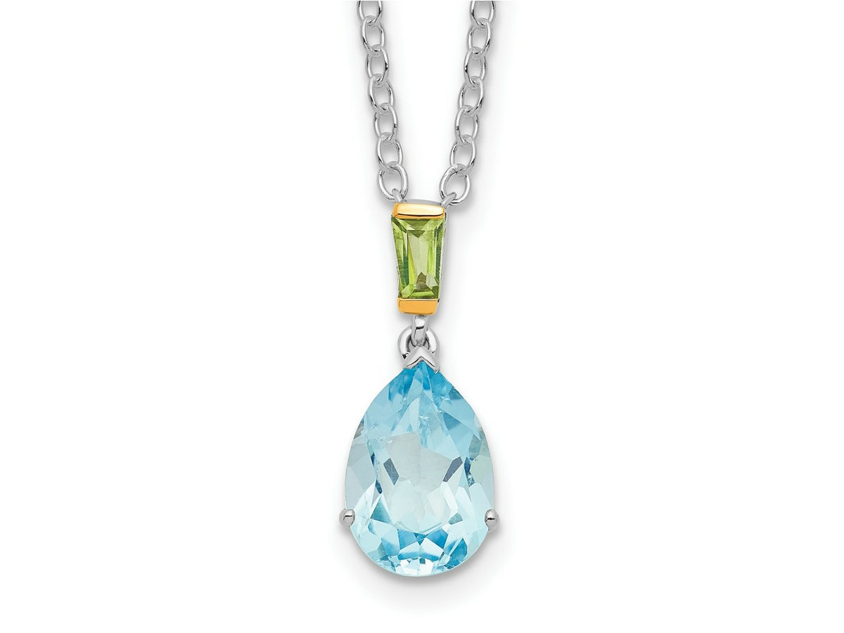 FJC Finejewelers and Sky Blue Topaz and Peridot 18 inch (with 2 extension) Necklace