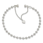 FJC Finejewelers 925 Sterling Silver Ball Beaded Dangling Heart Bracelet 7.5 Inches