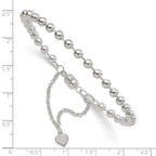 FJC Finejewelers 925 Sterling Silver Ball Beaded Dangling Heart Bracelet 7.5 Inches