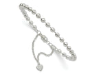 FJC Finejewelers 925 Sterling Silver Ball Beaded Dangling Heart Bracelet 7.5 Inches