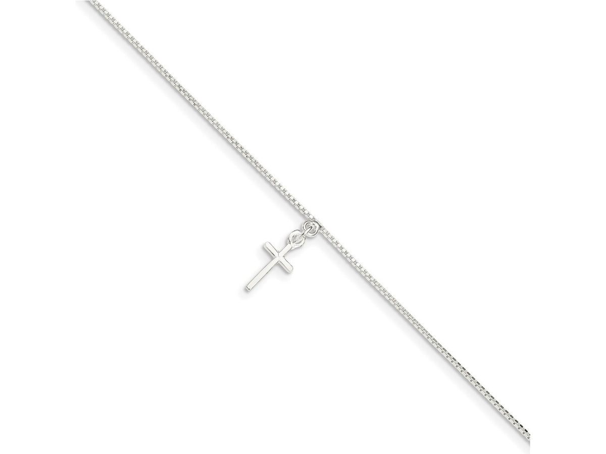 FJC Finejewelers 925 Sterling Silver Box Cross Anklet 9 Inches x 6 mm