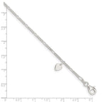 FJC Finejewelers 925 Sterling Silver Figaro Heart Dangle Anklet 9 Inches x 6 mm