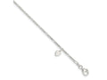 FJC Finejewelers 925 Sterling Silver Figaro Heart Dangle Anklet 9 Inches x 6 mm